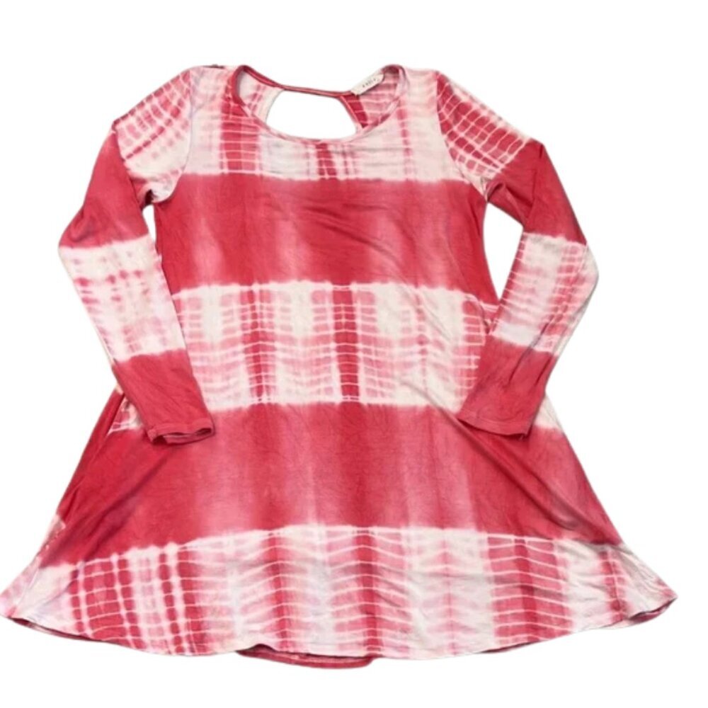 Entro Dark Pink and White Tie-Dye Dress with Cutout - Size M